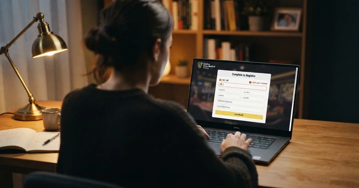 Pantalla de registro en un casino online con el campo de verificación de identidad pendiente de completar
