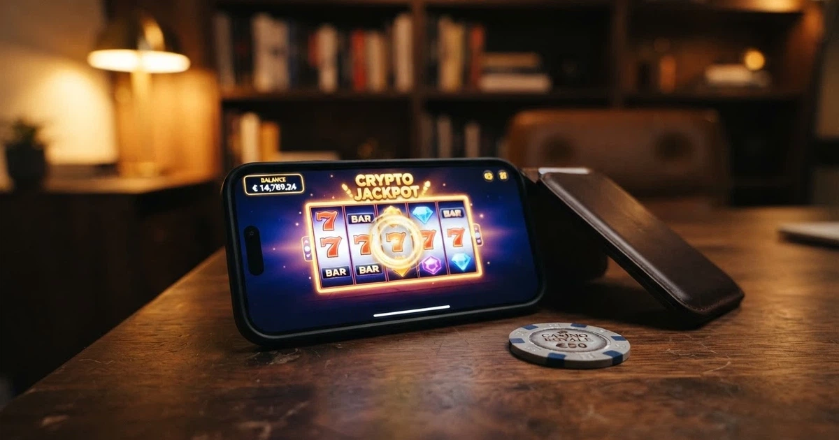 Cartera digital con el logotipo de Litecoin junto a una pantalla de casino online, con la bandera de España visible en la interfaz.