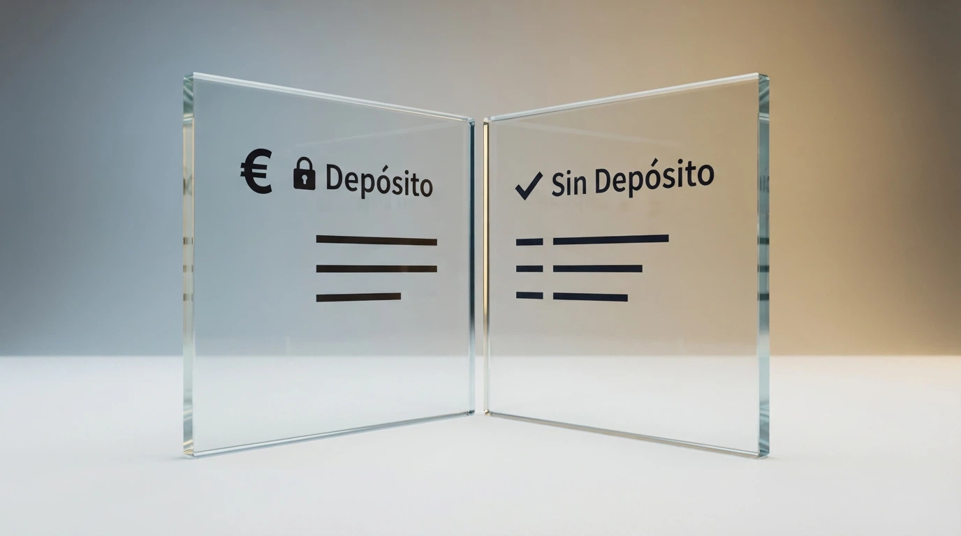 Dos columnas enfrentadas que comparan visualmente las condiciones de un bono con depósito y un bono sin depósito
