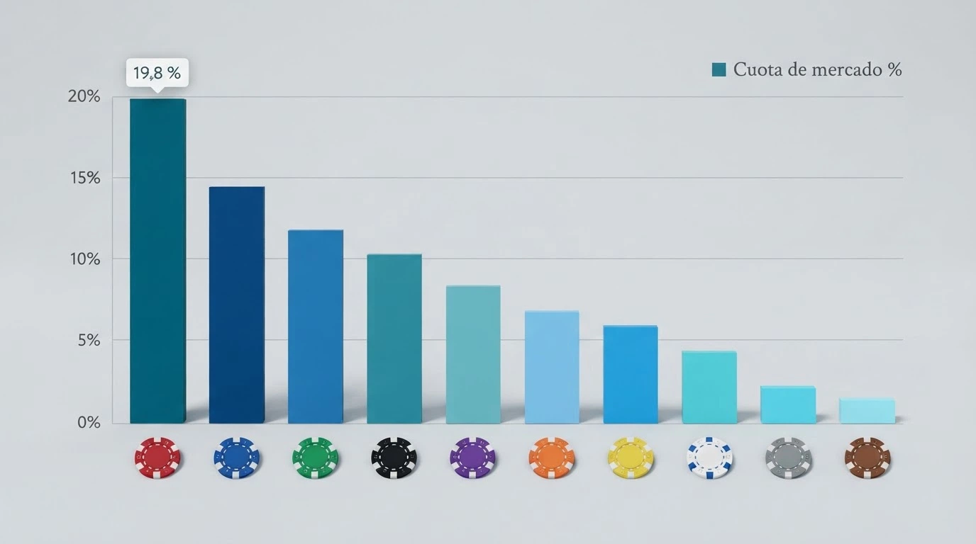 Una cuadrícula con las fichas de diez casinos online españoles ordenados, mostrando logotipos reconocibles sin marcas visibles