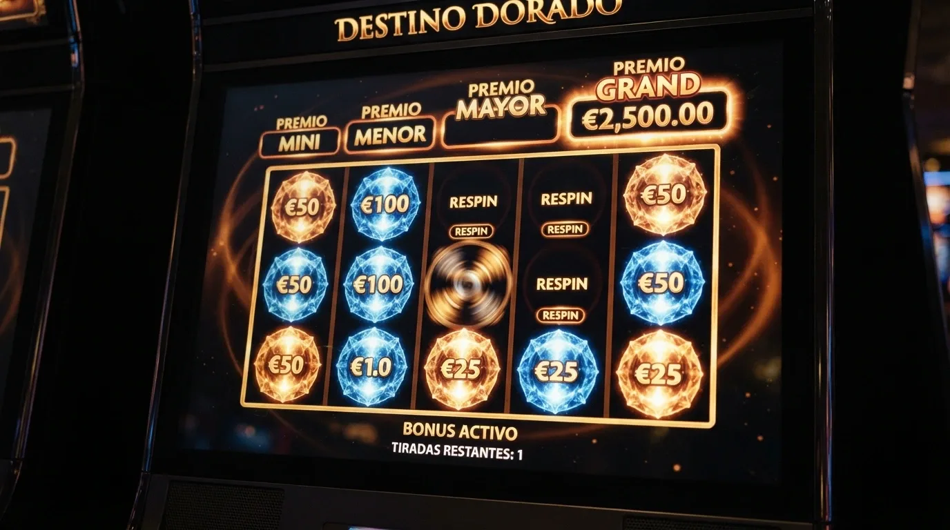 Los cuatro niveles del jackpot Fire Blaze (Mini, Minor, Major, Grand) iluminados en la pantalla durante una ronda de bonus