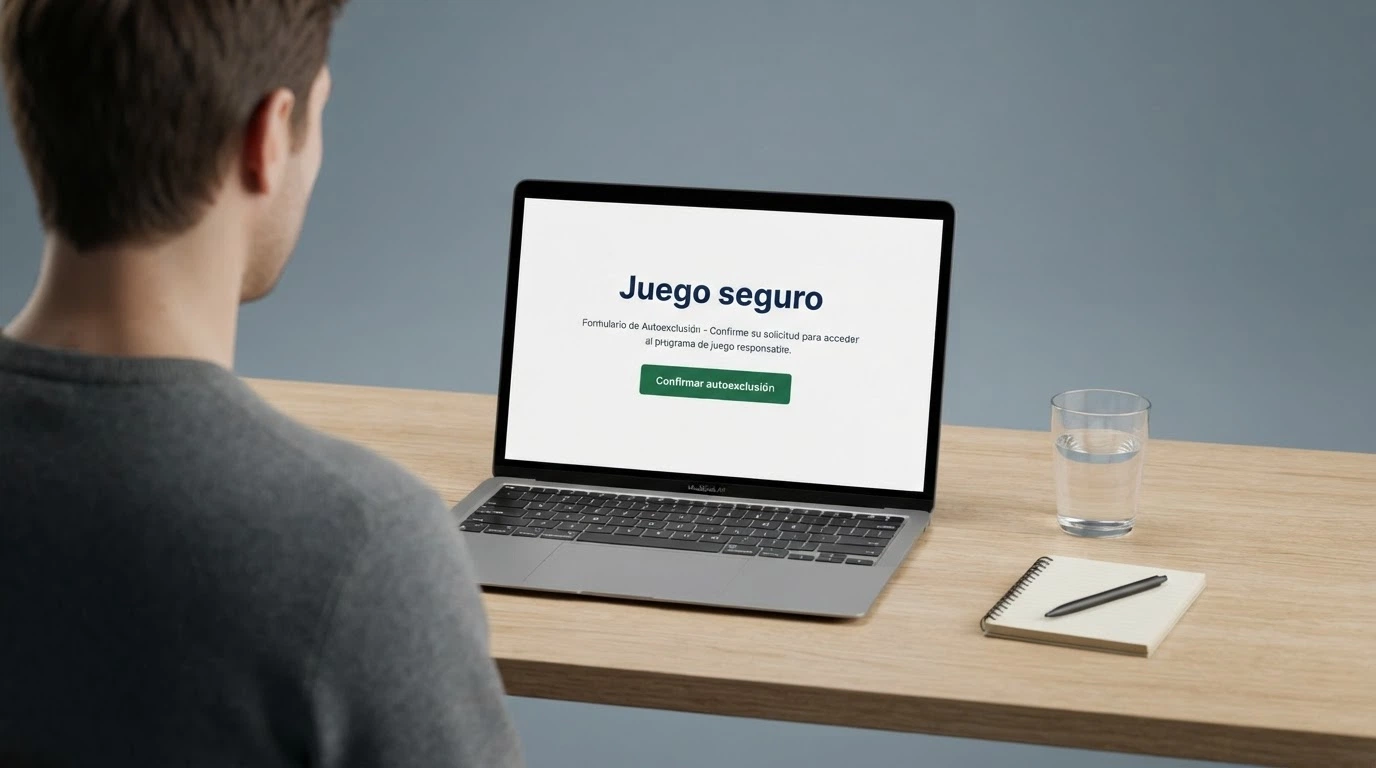 Inerfaz del poral RGIAJ con el formulario de autoprohibición y el texto «Juego seguro» visible