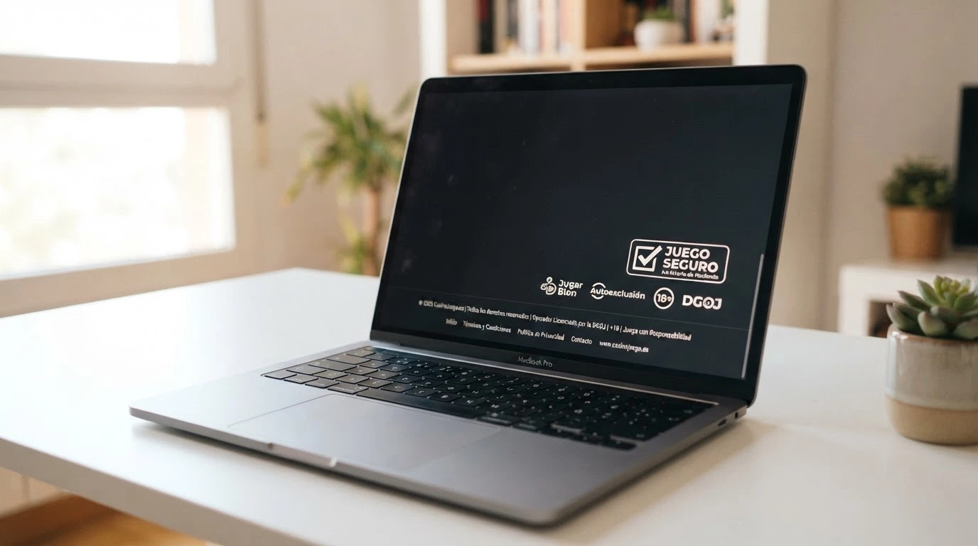 Pie de página de un casino online español con el sello de licencia DGOJ y el dominio .es visibles
