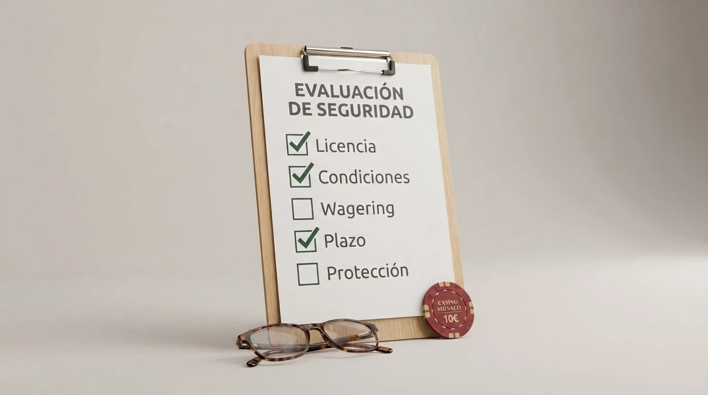 Lista de criterios utilizados para analizar y ordenar los casinos con bono de reembolso: licencia, condiciones, protección al jugador