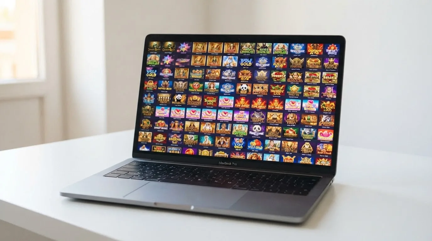 Pantalla con miniaturas del catálogo de slots de Casino Barcelona