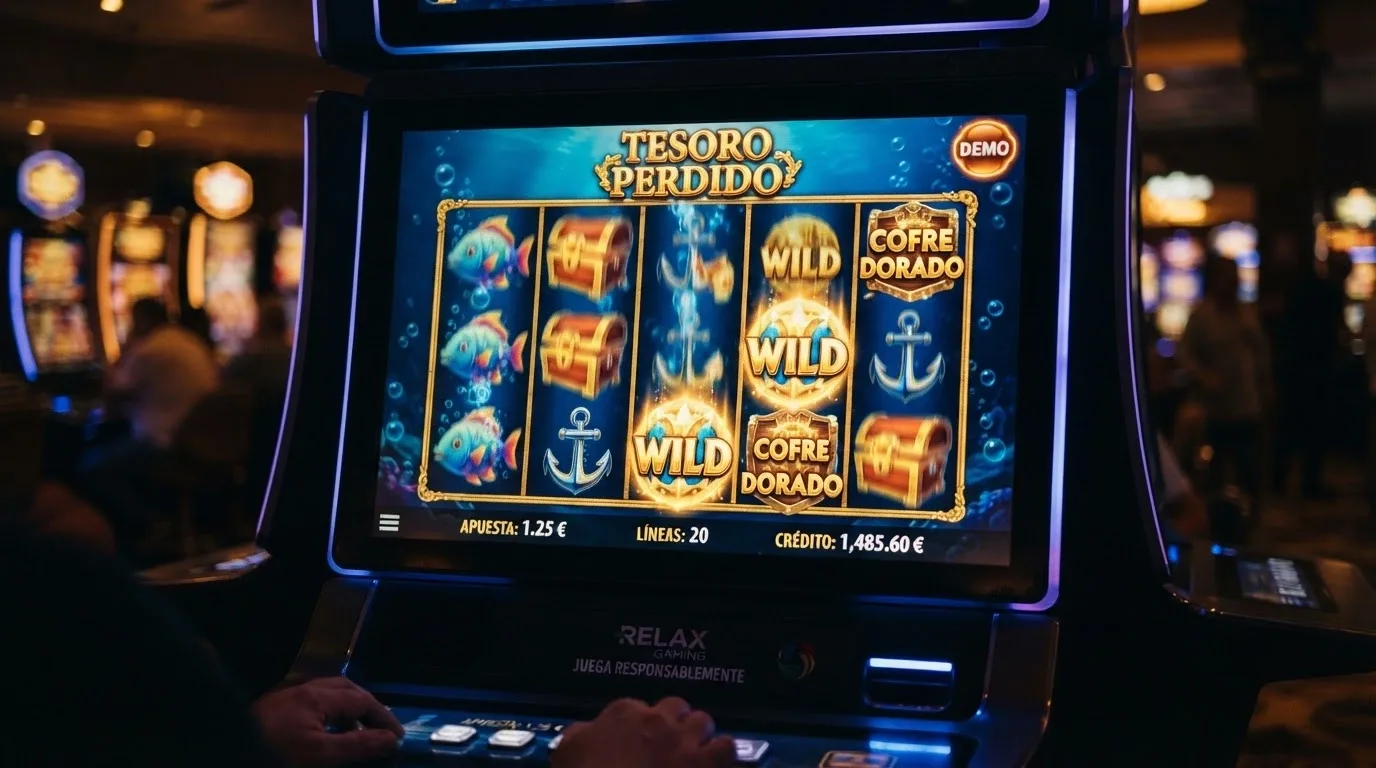 Pantalla de un slot online de estreno con rodillos girando y el logo del proveedor Pragmatic Play visible en la esquina, en un entorno de casino con interfaz en español