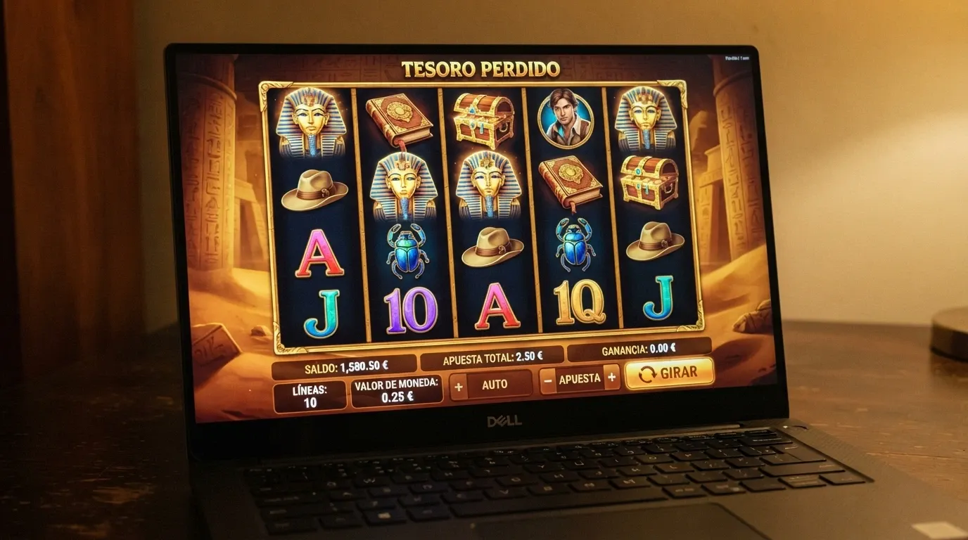 Primera pantalla de Book of Dead con los carretes visibles y el panel de apuesta abierto