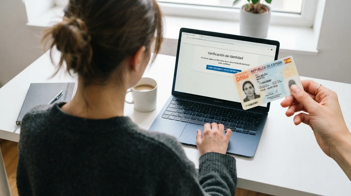 Jugador verificando su cuenta en un casino online español con el DNI